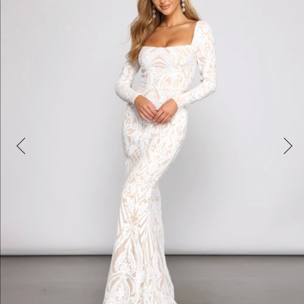 White and Nude Sequin dress